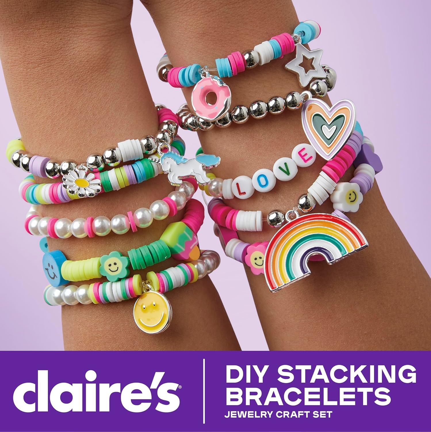 image:imageClaires DIY Bracelet Kit 895Piece Jewelry Making Supplies Set Clay Heishi Beads Alphabet Charms String Friendship Bracelet Kit for Girls Arts amp Crafts Activity Fashion Accessory Gift Age 8