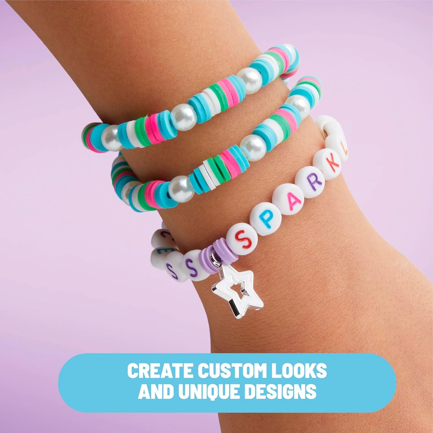 image:imageClaires DIY Bracelet Kit 895Piece Jewelry Making Supplies Set Clay Heishi Beads Alphabet Charms String Friendship Bracelet Kit for Girls Arts amp Crafts Activity Fashion Accessory Gift Age 8