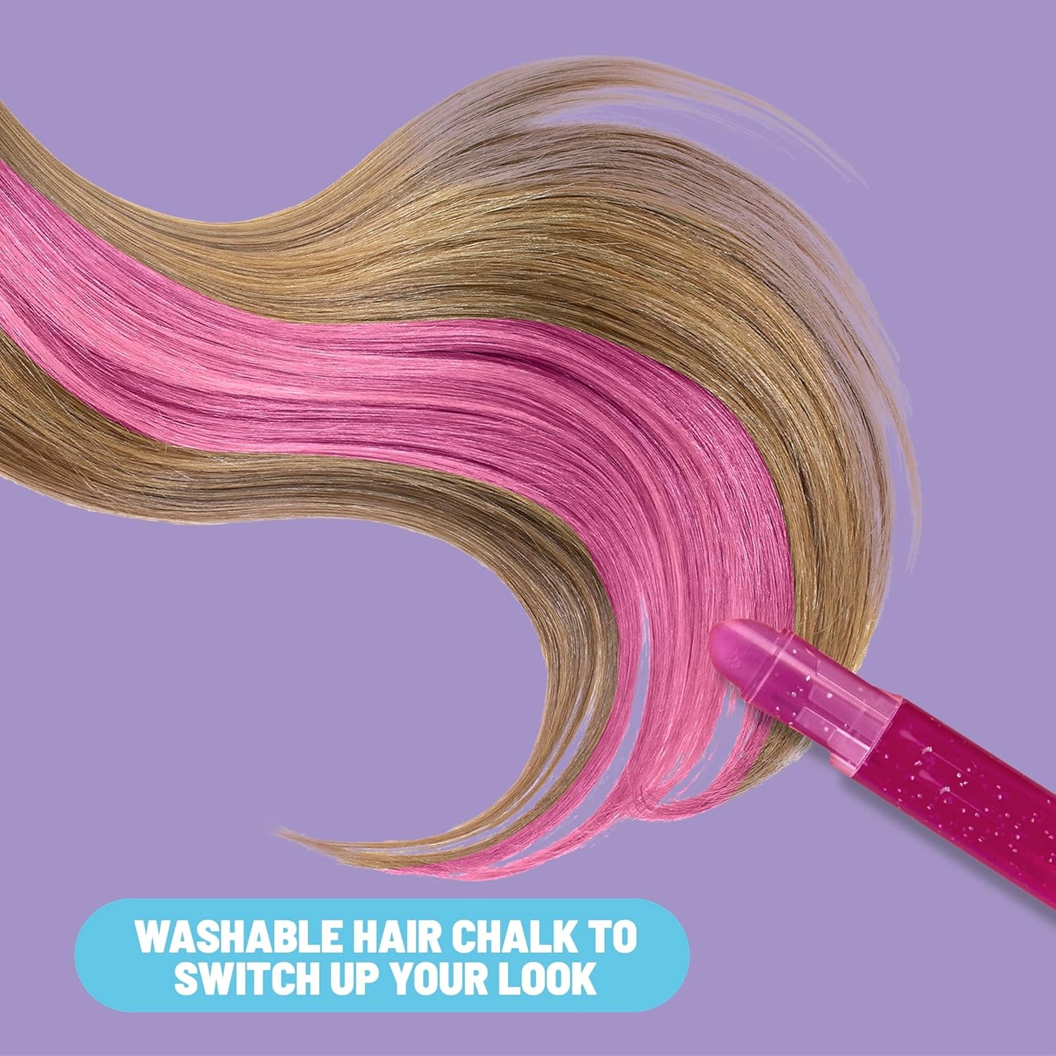 image:imageClaires Hair Chalk amp Glitter Styling Kit 13Piece Temporary Hair Color Set with Washable Chalk Pens Glitter Gels Clipin Extensions amp Tools Girl Toys amp Beauty Activity Fashion Craft Gift Ages 6