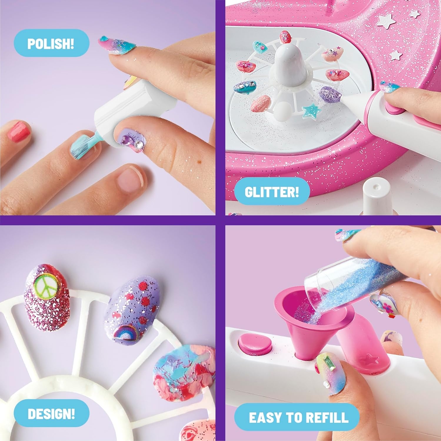image:imageClaires Kids Nail Art Kit 67Piece Airbrush Glitter Salon Nail Charms amp Accessories Set Polish PressOn Nails Stickers Wraps Girl Toys amp Beauty Activity Manicure Fashion Gift for Girls Age 8