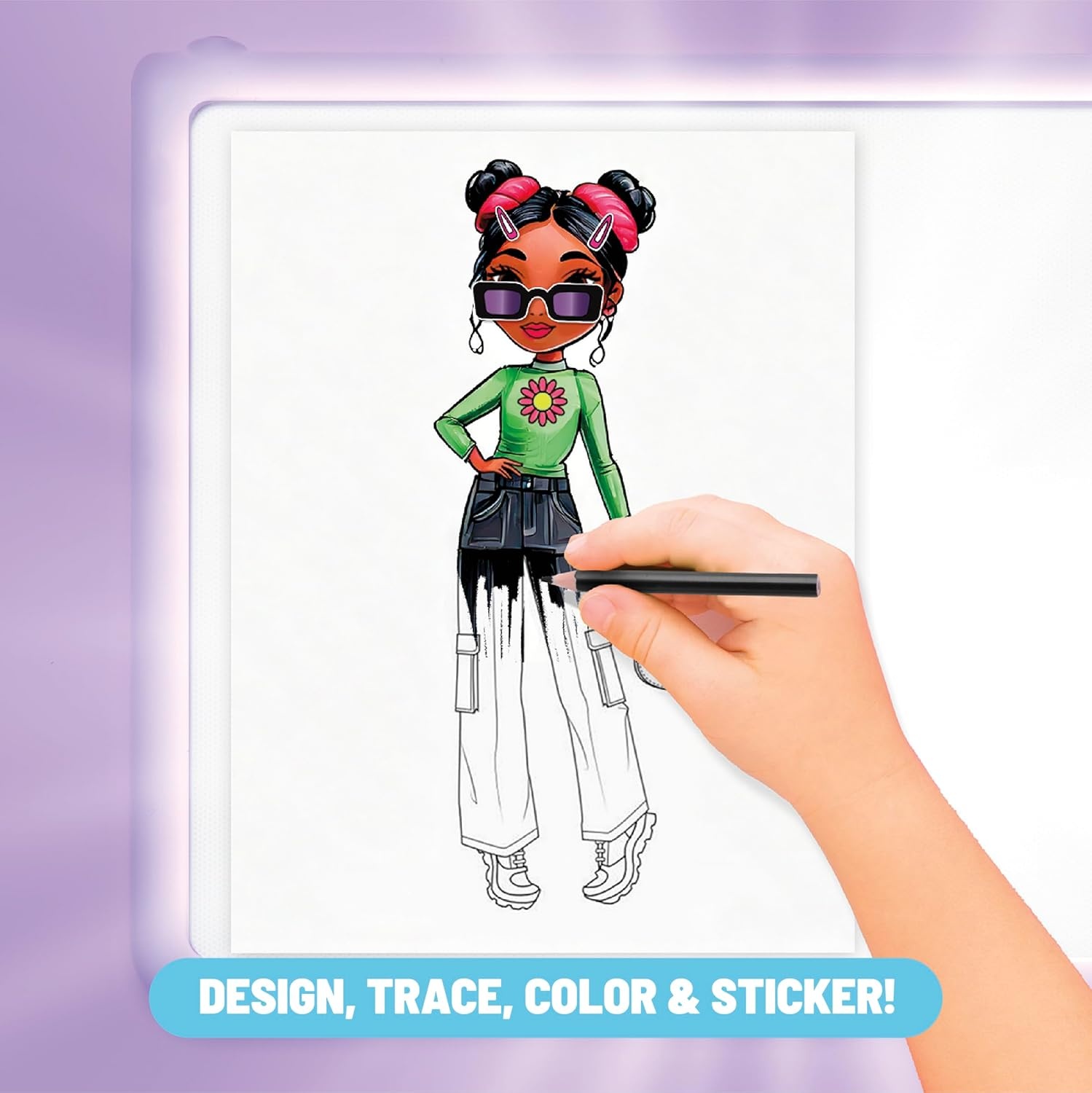 image:imageClaires LightUp Fashion Designer LED Tracing Tablet 330Piece Arts amp Crafts Kit Fashion Templates Stickers Colored Pencils amp Paper Kids Coloring amp Drawing Board Activity Girls Toy GiftAge 8