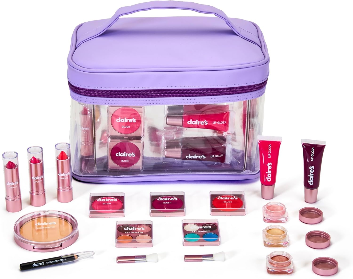 image:imageClaires Ultimate Makeup Kit 18Piece Real Cosmetic Set Makeup for Kids 812 Girl Toys amp Beauty Activity Gift with Lip Gloss Lipstick Eyeshadow Eyeliner Blush Highlighter amp Carry Case