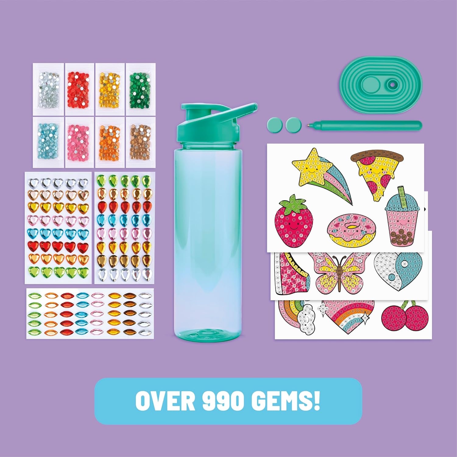 image:imageClaires Water Bottle Bling Decorating Set DIY Diamond Painting Kit 24 Oz BPAFree Bottle 990 Diamond Art Gems Unicorn Heart amp Fun Stickers Girl Toys Craft Kits for Gift Ages 8