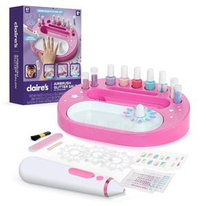 Claire’s Kids Nail Art Kit, 67-Piece Airbrush Glitter Salon Nail Charms & Accessories Set, Polish, Press-On Nails, Stickers, Wraps, Girl Toys & Beauty Activity, Manicure Fashion Gift for Girls Age 8+