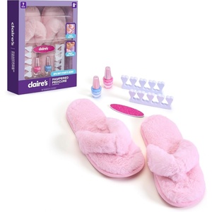 Claire’s Kids Pedicure Kit, 7-Piece Home Spa Set with Fuzzy Slippers, Nail Polish, Toe Separators & Nail File, Kids Pedicure Tools for Feet, Girl Toys & Beauty Activity, Gift for Girls Age 8+