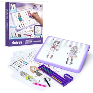 Claire’s Light-Up Fashion Designer LED Tracing Tablet – 330-Piece Arts & Crafts Kit| Fashion Templates, Stickers, Colored Pencils & Paper| Kids Coloring & Drawing Board Activity| Girls Toy Gift|Age 8+